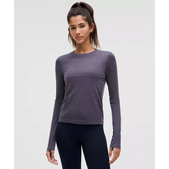 Lululemon Swiftly Wool Long-Sleeve Shirt Waist Length Size XXS Nightfall - Picture 1 of 2